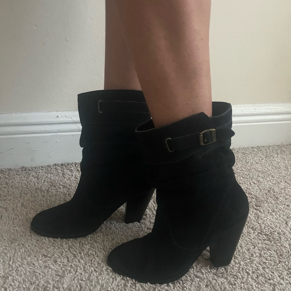 Zodiac Vintage Black Suede Slouch boots 7 1/2 😎😎 - Picture 3 of 8